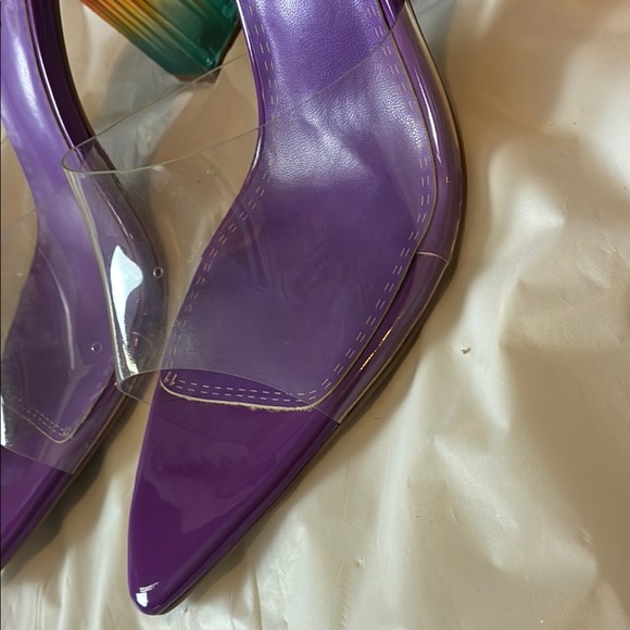 Vibrant Purple Heels with Transparent Design - Picture 3 of 9